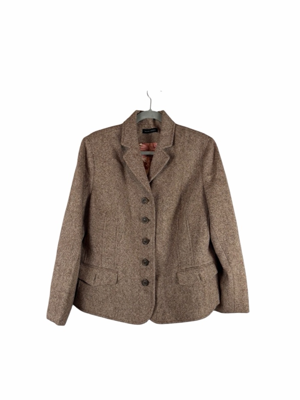 Valerie Stevens Wool Blend Tweed Blazer Brown Pink Size 16